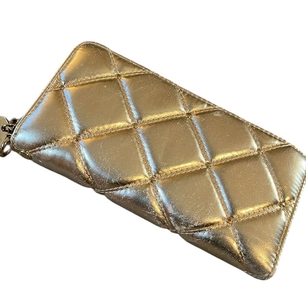 Deux Lux Gold Quilted Wallet with Zip-Around Closure